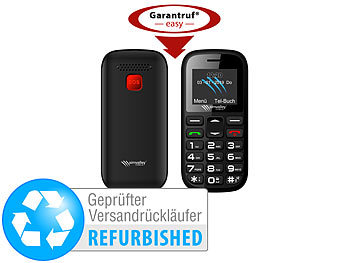 Handy mit Notruf: simvalley Mobile Dual-SIM-Komfort-Handy mit Garantruf Easy, Versandrückläufer