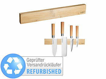 TokioKitchenWare Messer-Leiste: Originelle Messermagnetleiste aus echtem  Bambus-Holz,Versandrcklufer (Magnetstreifen fr Messer)