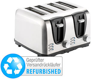 Rosenstein & Söhne Edelstahl-Toaster für 4 Scheiben, 1300 W (Versandrückläufer)