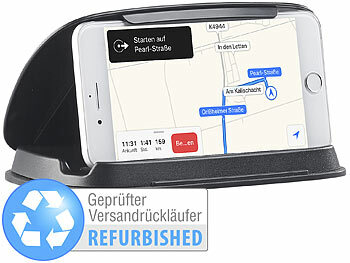 Universal Handyhalterung: Lescars Universal-Mobilgeräte-Halterung fürs Armaturenbrett, Versandrückläufer