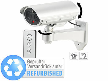 Dummy-Kameras: VisorTech Überwachungskamera-Attrappe, Bewegungsmelder, Versandrückläufer