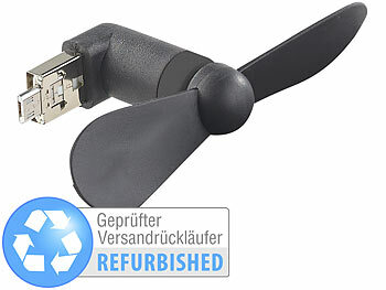 Ventilator Smartphone: Callstel Mini-Ventilator, USB & Micro-USB-Stecker für PC, Versandrückläufer