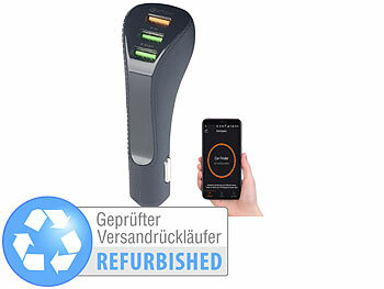 Kfz Ladegeräte 12V: Lescars 3-Port-Kfz-USB-Ladegerät, QC 3.0, Standortmarker,Versandrückläufer
