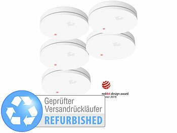 Rauchbrandmelder: VisorTech 5er-Set fotoelektrische Slim-Rauchwarnmelder, Versandrückläufer 