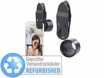 Objektivvorsätze: Somikon HD-Tele- & Portrait-Vorsatzlinse für Smartphones, 2x,Versandrückläufer erhältlich auf eMall