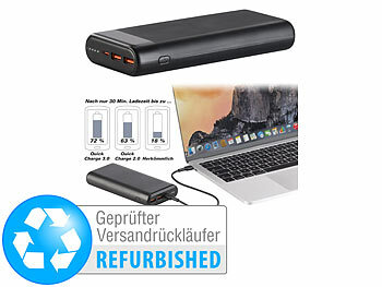 Powerbank Schnell: revolt Kompakte USB-Powerbank mit 20.000 mAh, Versandrückläufer