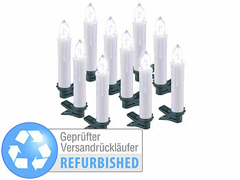 drahtlose LED Kerzen: Lunartec 10er-Erweiterungs-Set FUNK-Weihnachtsbaum-LED-Kerzen,Versandrückläufer