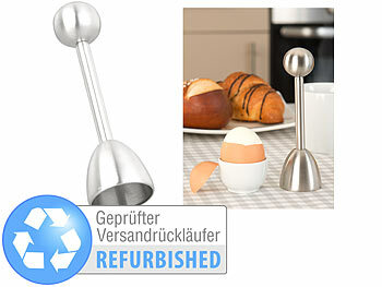 Eieröffner mit Kugeln: Rosenstein & Söhne Eierköpfer und Eieröffner aus Edelstahl, Versandrückläufer