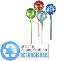 Wasserspender für Blumen: Royal Gardineer 4er-Set Gießfrei-Bewässerungs-Kugeln aus Glas, Versandrückläufer