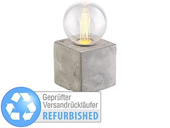 Tischlampe Deko: Lunartec Deko-Tischleuchte mit LED und Beton-Sockel, Versandrückläufer