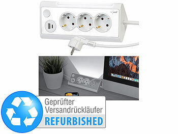 ED Nachtlicht-Steckdosen: revolt 3-fach-Steckdose mit LED-Nachtlicht, Versandrückläufer 