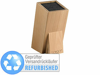 Messer-Ständer: TokioKitchenWare Universal-Messerblock aus Holz mit Borsteneinsatz, Versandrückläufer
