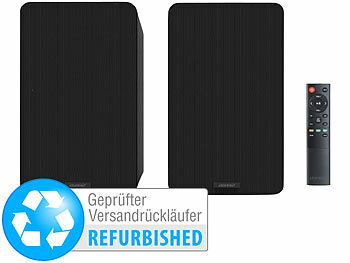 Heimkino Lautsprecher, Bluetooth: auvisio Aktives Stereo-Regallautsprecher-Set, Holz-Gehäuse, Versandrückläufer
