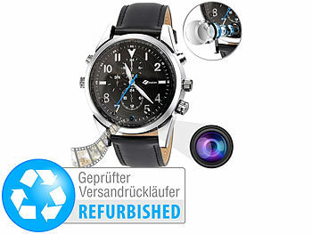 Armbanduhr mit Kamera: OctaCam Video-Armbanduhr, Full HD, Nachtsicht, 4K-Fotos, Versandrückläufer