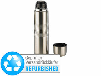 Design Isolierflasche: Rosenstein & Söhne Edelstahl-Isolierflasche mit Becher im Deckel, Versandrückläufer