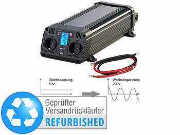 revolt 12-V-Wechselrichter auf 230 Volt, USB Typ A & C, Versandrückläufer