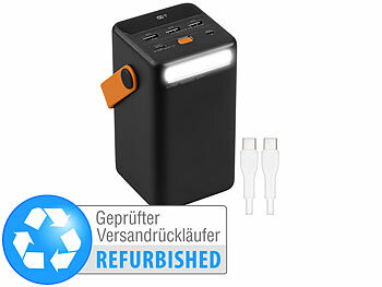 Macbook-Powerbank: revolt Powerbank 50.000 mAh, USB-C PD bis 65 W, Versandrückläufer