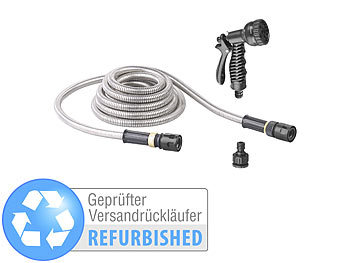 Flexi-Gartenschlauch: Royal Gardineer Dehnbarer Edelstahl-Gartenschlauch mit Brause, Versandrückläufer