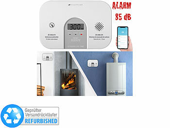 Kohlenmonoxidwarnmelder: VisorTech WLAN-Kohlenmonoxid-Melder mit LCD-Display, Versandrückläufer