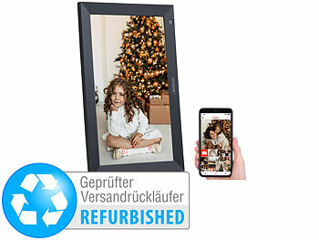 Bilderrahmen elektrisch: Somikon WLAN-Bilderrahmen, Versandrückläufer