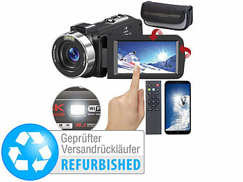 Camcorder Digital Videokamera: Somikon 8K-UHD-WLAN-Camcorder, IPS-Touchdisplay, 48 MP, App, Versandrückläufer
