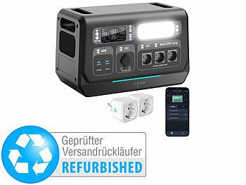 Solar Notstromaggregat: revolt On-Grid-Powerstation & Solar-Konverter, 2.048 Wh, Versandrückläufer