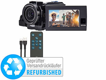 Somikon Dual-Lens-4K-UHD-Camcorder mit Sony-Sensor, Versandrückläufer 
