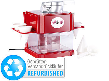 Schnee Eis Maschine: Rosenstein & Söhne Shaved-Ice-Maker mit 4 Eisbechern und Servierhalter(Versandrückläufer)