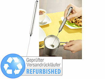 Rosenstein & Söhne Milchaufschäumer-Stick mit Edelstahl-Gehäuse, Versandrückläufer
