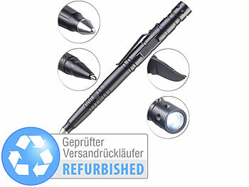 VisorTech 5in1-Tactical Pen mit Kugelschreiber, LED, Versandrückläufer
