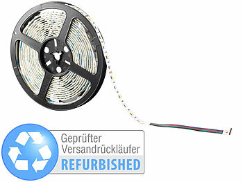 LED-Beleuchtung Band: Lunartec LED-Streifen LX-500N, 5 m, RGBW, Innenbereich, Versandrückläufer