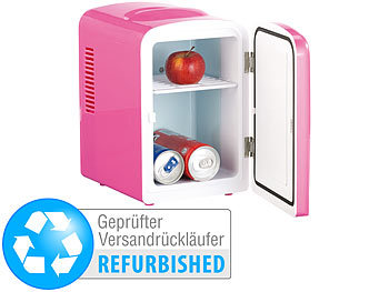 Rosenstein & Söhne Mini-Kühlschrank AC/DC, 12/230V 4l, mit Warmhalte-Funkt., pink, B-Ware