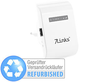 WLAN-Repeater Dualband: 7links WLAN-Repeater WLR.600-ac mit WPS-Button 600 Mbit/s (refurbished)