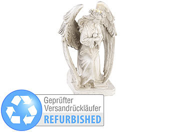 Engel mit Beleuchtung: Lunartec Kniende Solar-LED-Schutzengel-Figur, 24,5 cm, Versandrückläufer