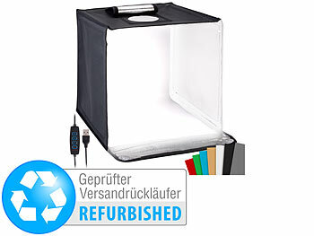 Somikon Fotobox zum Fotografieren, faltbar, mit LED-Licht, Versandrückläufer 