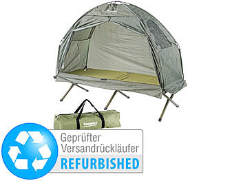 Outdoor Zelt-Feldbett: Semptec 2in1-Zelt mit Alu-Feldbett, 1200 mm Wassersäule, Versandrückläufer
