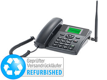 Retro Telefon: simvalley GSM-Tisch-Telefon mit SMS-Funktion und Akku (Versandrückläufer)
