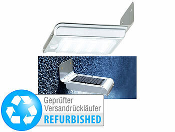 Außenleuchte Solar LED: Luminea Edelstahl-LED-Solar-Wandleuchte, Versandrückläufer