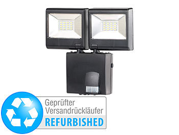 LED Aussenstrahler mit Bewegungsmelder: Luminea Duo-LED-Außenstrahler mit PIR-Sensor, 16 Watt,Versandrückläufer