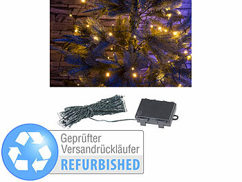 Lunartec LED-Lichterkette mit 50 LEDs, Timer, Batterie, Versandrückläufer