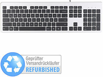 Tastatur kabelgebunden: GeneralKeys USB-Voll-Tastatur, Super-Slim mit Scissor-Tasten, Versandrückläufer
