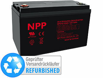 Blei-Batterien: NPP 12-Volt-Bleiakku mit 110 Ah, M8-Anschluss, Versandrückläufer