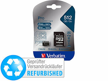 UHS 3 Micro SDS: Verbatim Pro microSDXC-Speicherkarte, 512 GB, 100 MB/s,Versandrückläufer 