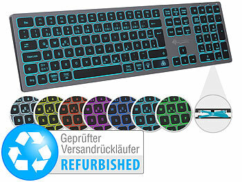 flache Tastatur: GeneralKeys Funk-Tastatur, farbige Beleuchtung, Slim, Versandrückläufer