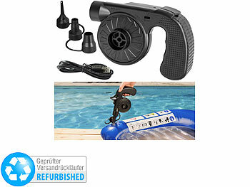 infactory Akku-Luftpumpe mit 3 Ventil-Aufsätzen, Versandrückläufer
