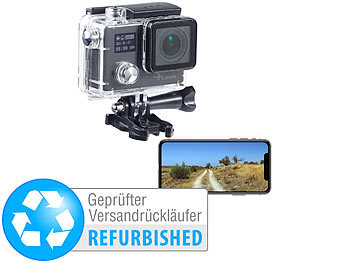 Aktion Kamera: Somikon 4K-Action-Cam für UHD-Videos, 2 Displays, 16-MP-Sony-Sensor (ref.)