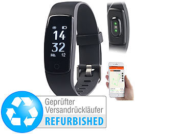 Aktivitätstracker-Uhren: newgen medicals GPS-Fitness-Armband mit XL-Touch-Display, Versandrückläufer