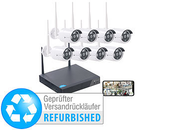 Videoüberwachung-Sets: VisorTech Funk-Überwachungssystem, HDD-Recorder & 8 IP-Cams (Versandrückläufer)