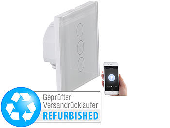 WLAN Schalter: Luminea Home Control Touch-Lichtschalter & Dimmer, Versandrückläufer