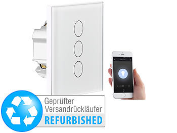WiFi-Lichtschalter Alexa: Luminea Home Control Touch-Dreifach-Lichtschalter, komp. Versandrückläufer